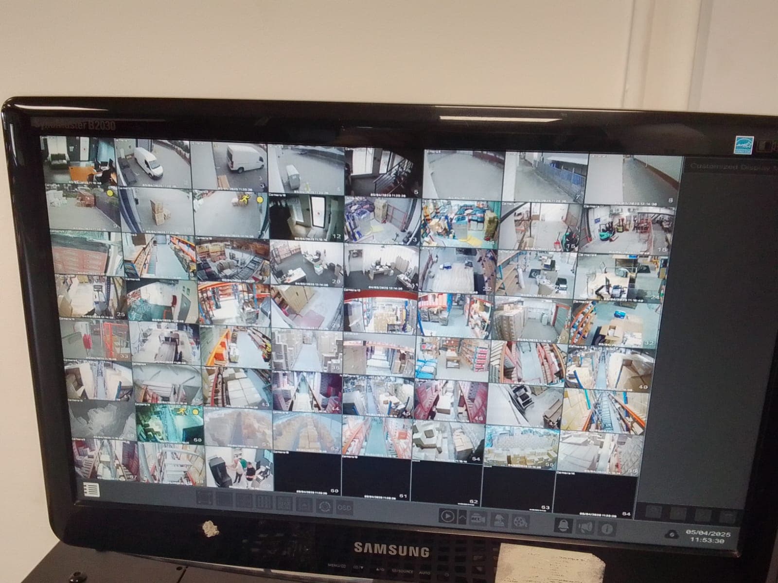 CCTV monitor showing live feeds